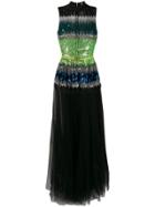 Elisabetta Franchi Sequin Embroidered Tulle Skirt Dress - Black