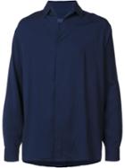 Lanvin Concealed Front Fastening Shirt, Men's, Size: 39, Blue, Viscose/spandex/elastane