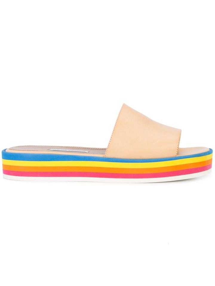Tabitha Simmons Rainbow Striped Platform Sandals - Nude & Neutrals