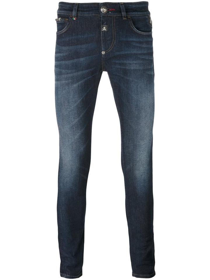 Philipp Plein 'forever' Slim-fit Jeans, Men's, Size: 30, Blue, Cotton/spandex/elastane/polyester