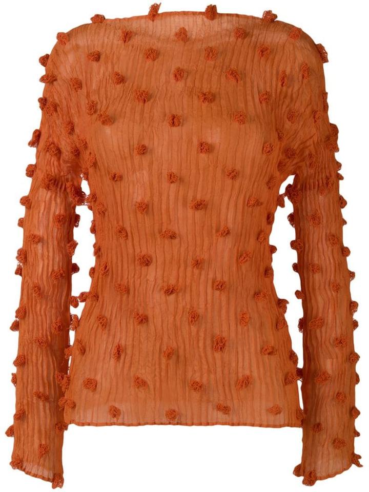 Issey Miyake Pre-owned Ball Tassel Plissé Top - Orange