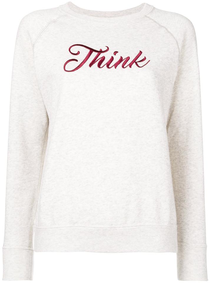 Isabel Marant Étoile - 'think' Embroidered Sweatshirt - Women - Cotton/polyester - 36, Nude/neutrals, Cotton/polyester
