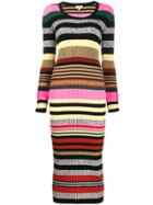 Kenzo Striped Knitted Midi Dress - Black