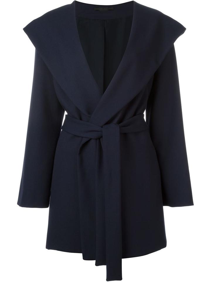 The Row Belted Shawl Collar Coat, Women's, Size: Small, Blue, Polyester/spandex/elastane/viscose