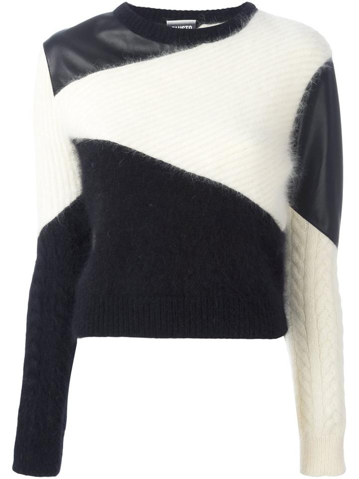 Fausto Puglisi Colour Block Jumper, Women's, Size: 42, White, Lamb Skin/angora/wool/nylon -12