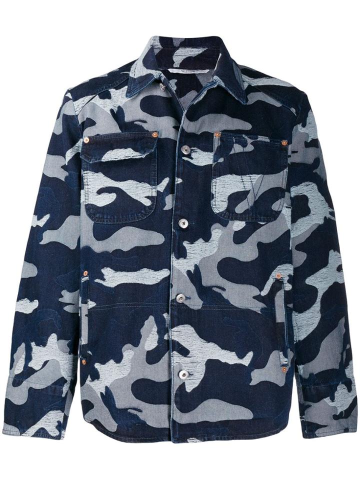 Valentino Camouflage Denim Jacket - Blue
