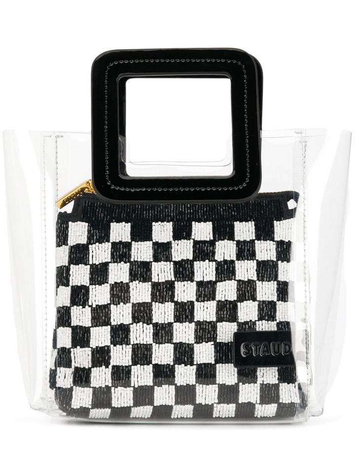 Staud Check Embroidered Tote - Black