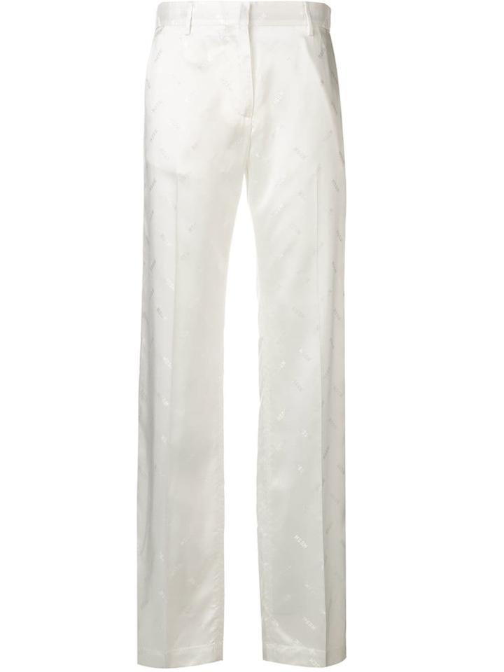 Msgm Logo Printed Tailored Trousers - White