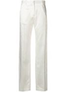 Msgm Logo Printed Tailored Trousers - White