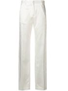 Msgm Logo Printed Tailored Trousers - White