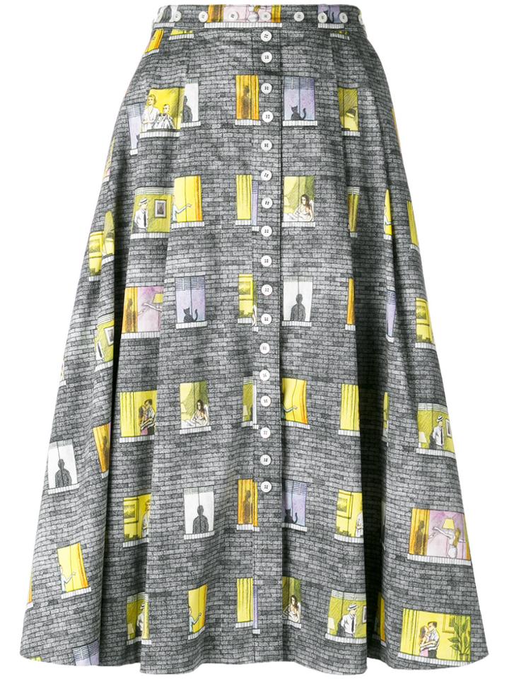 Olympia Le-tan Window Motif Skirt - Grey