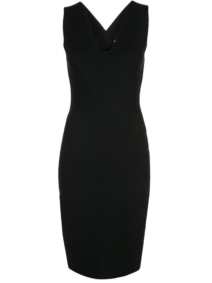 Narciso Rodriguez V-neck Fitted Dress - Black