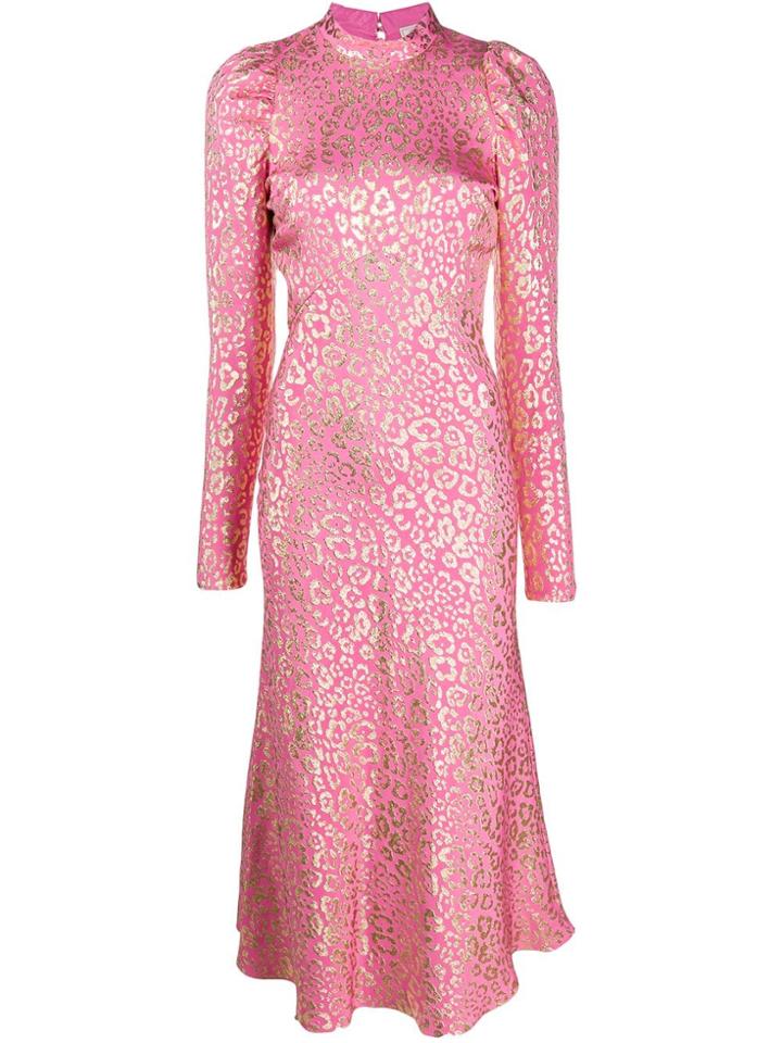 Temperley London Sunset Leopard-jacquard Midi Dress - Pink