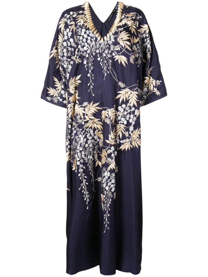 Josie Natori Vines Square Caftan Dress - Blue
