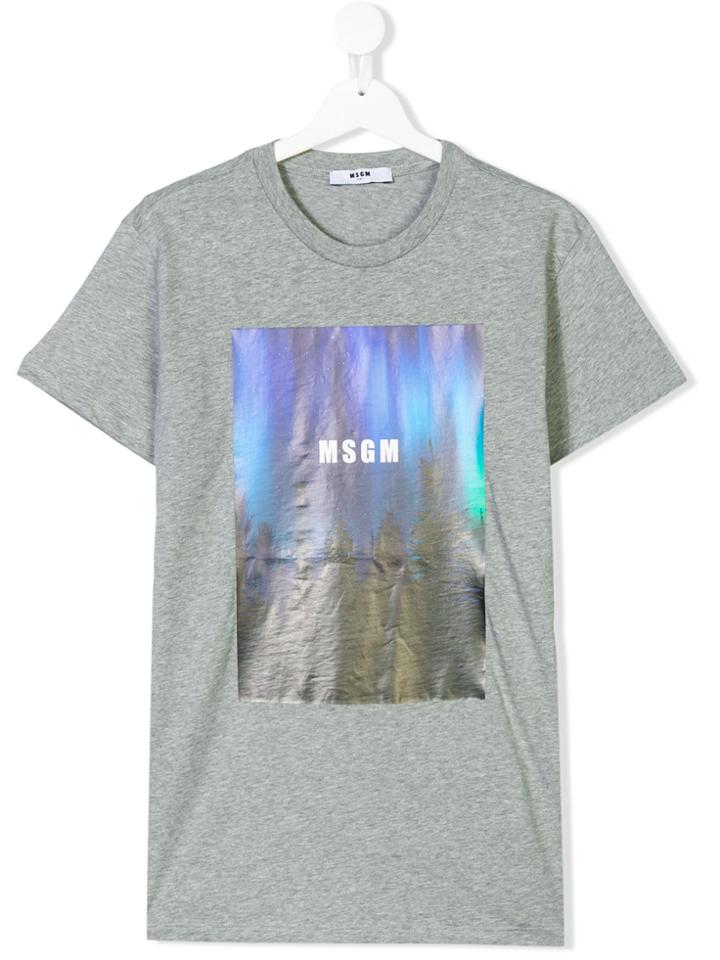 Msgm Kids Teen Graphic Logo Printed T-shirt - Grey