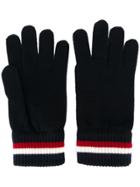 Moncler Striped Trim Gloves - Blue