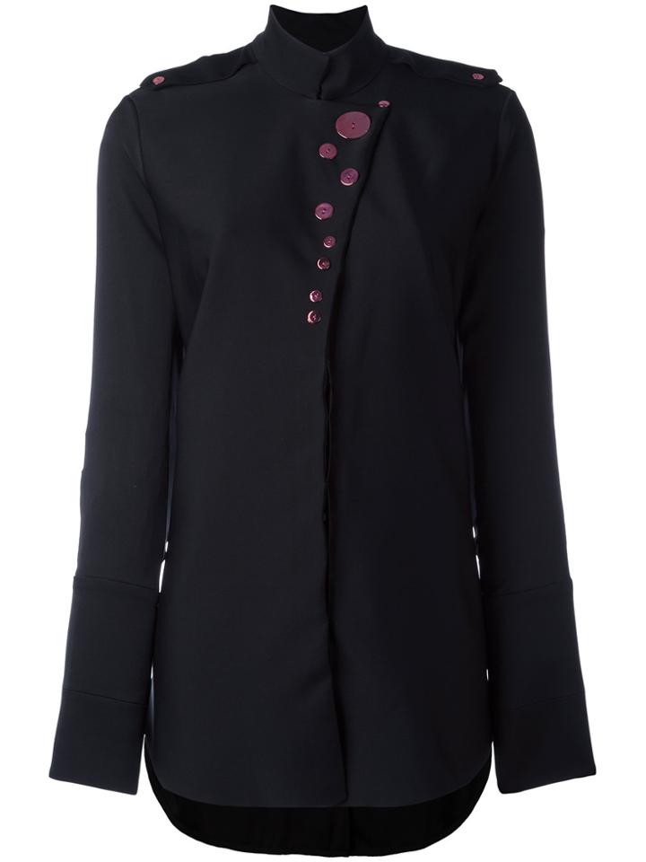 Ellery Button Embellished Shirt - Black