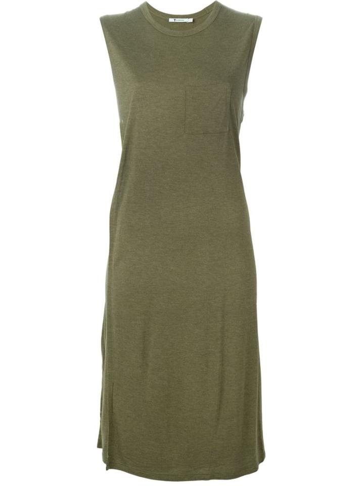 T By Alexander Wang Overlay Midi Dress, Women's, Size: S, Green, Rayon