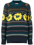 Sacai Geometric Embroidered Sweater - Blue