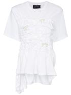 Simone Rocha Pearl-embellished Gathered T-shirt - White