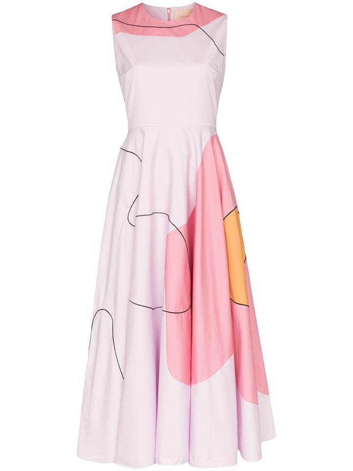 Roksanda Roks Drs Cn Slvls Abstrct Prnt Midi - Pink