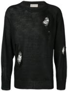 Paura Distressed Sweater - Black