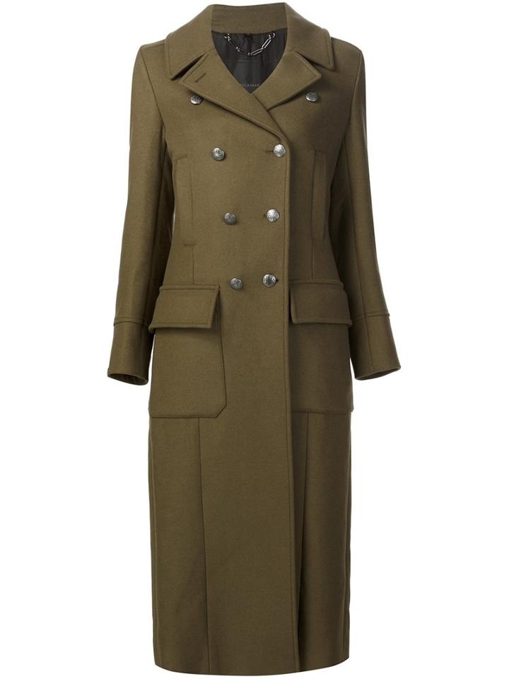 Belstaff Double Breasted Coat, Women's, Size: 42, Green, Nylon/cashmere/virgin Wool