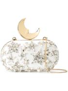 Benedetta Bruzziches Smiling Moon Clutch, Women's, White, Silk/glass/plastic