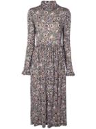 Stine Goya Funnel Neck Posey Dots Print Dress - Black