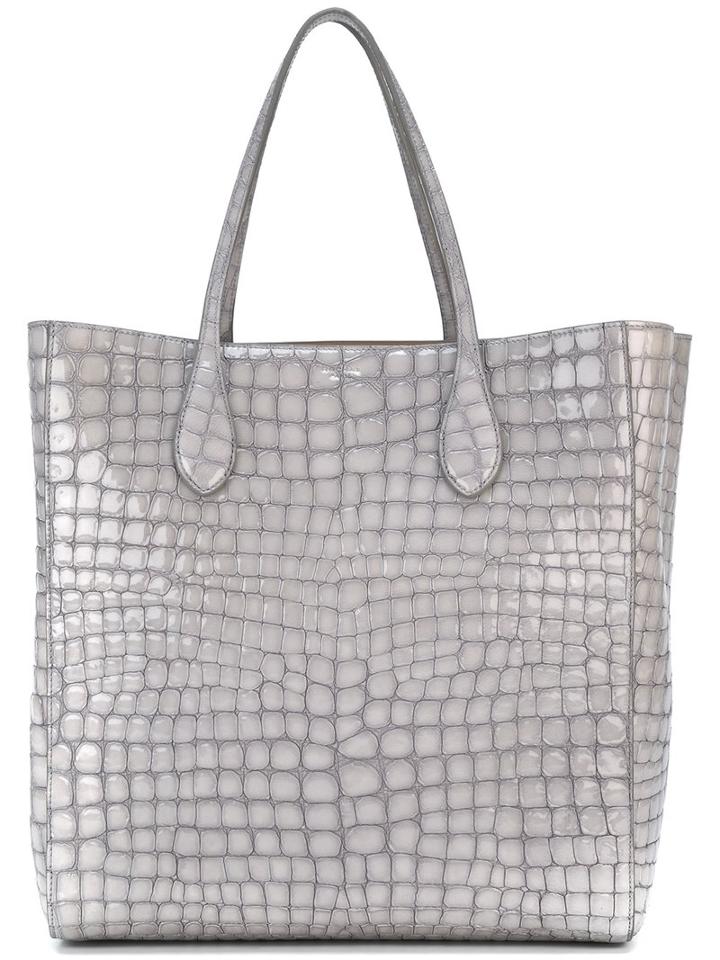 Rochas Crocodile Effect Shopper, Women's, Grey, Goat Skin
