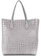 Rochas Crocodile Effect Shopper, Women's, Grey, Goat Skin