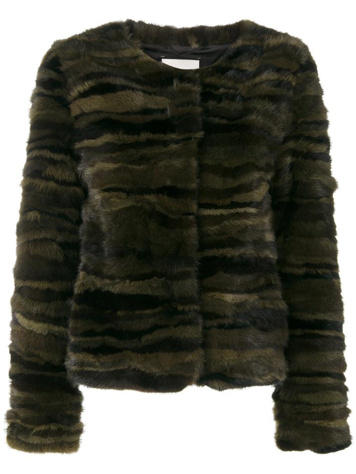 Max & Moi Short Fur Coat - Green