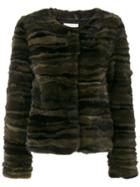 Max & Moi Short Fur Coat - Green