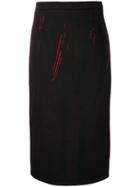 Prada Contrast Seam Pencil Skirt - Black