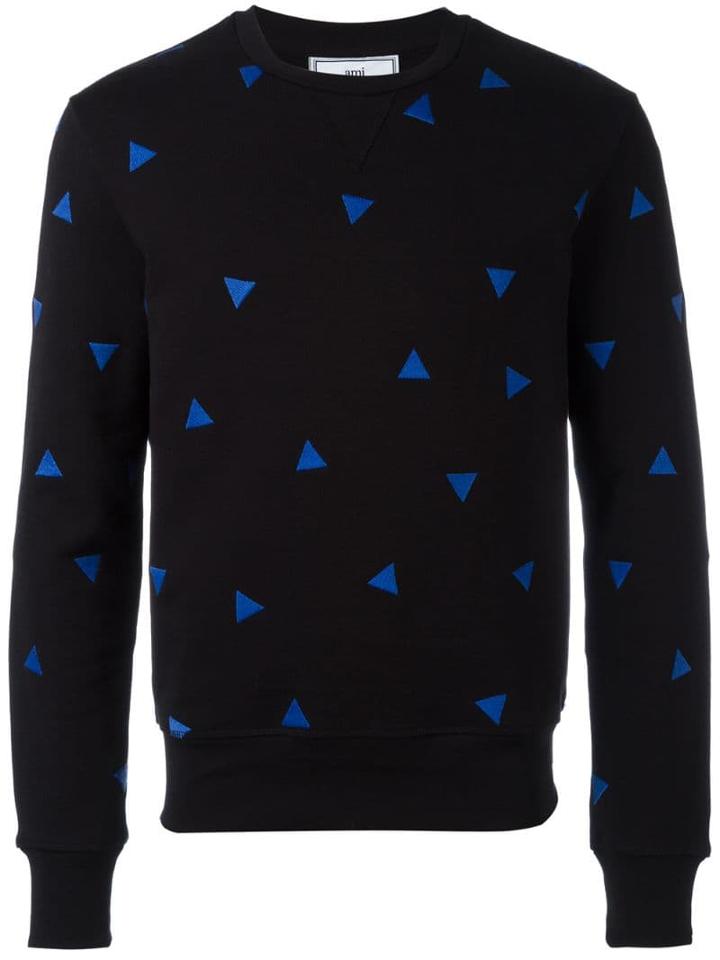 Ami Paris Sweatshirt With Triangle Embroidery - Black