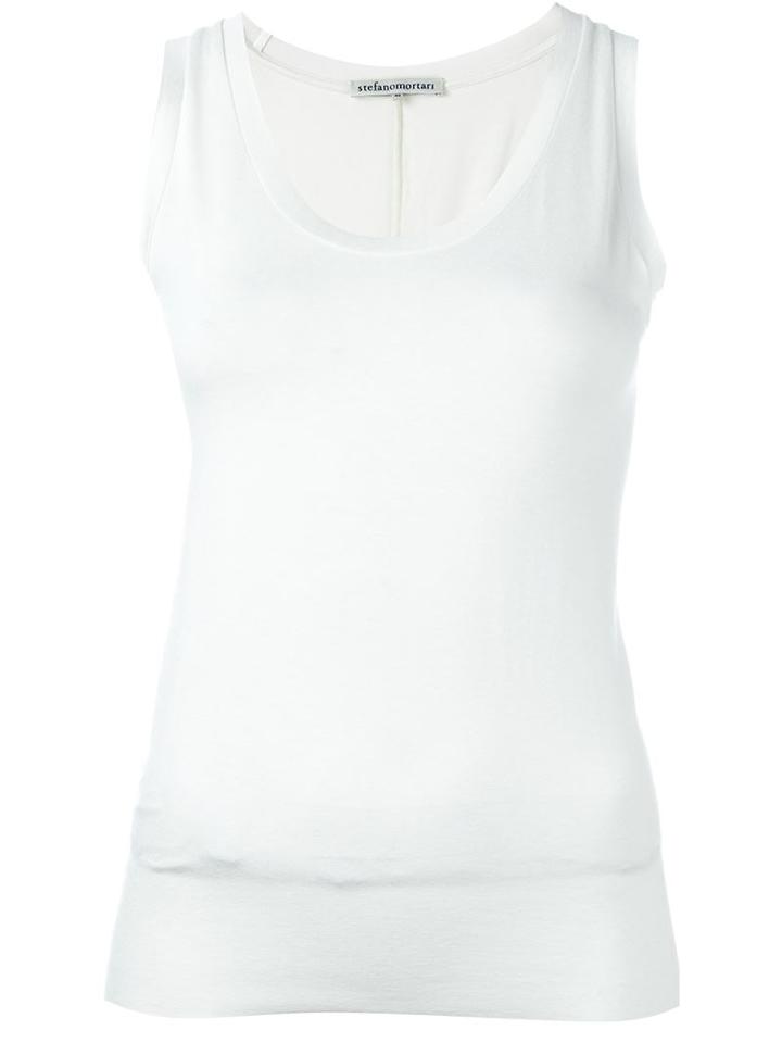 Stefano Mortari Plain Tank Top, Women's, Size: 40, White, Viscose/spandex/elastane