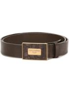 Dolce & Gabbana - Logo Buckle Belt - Men - Calf Leather/crocodile Leather/brass - 100, Brown, Calf Leather/crocodile Leather/brass
