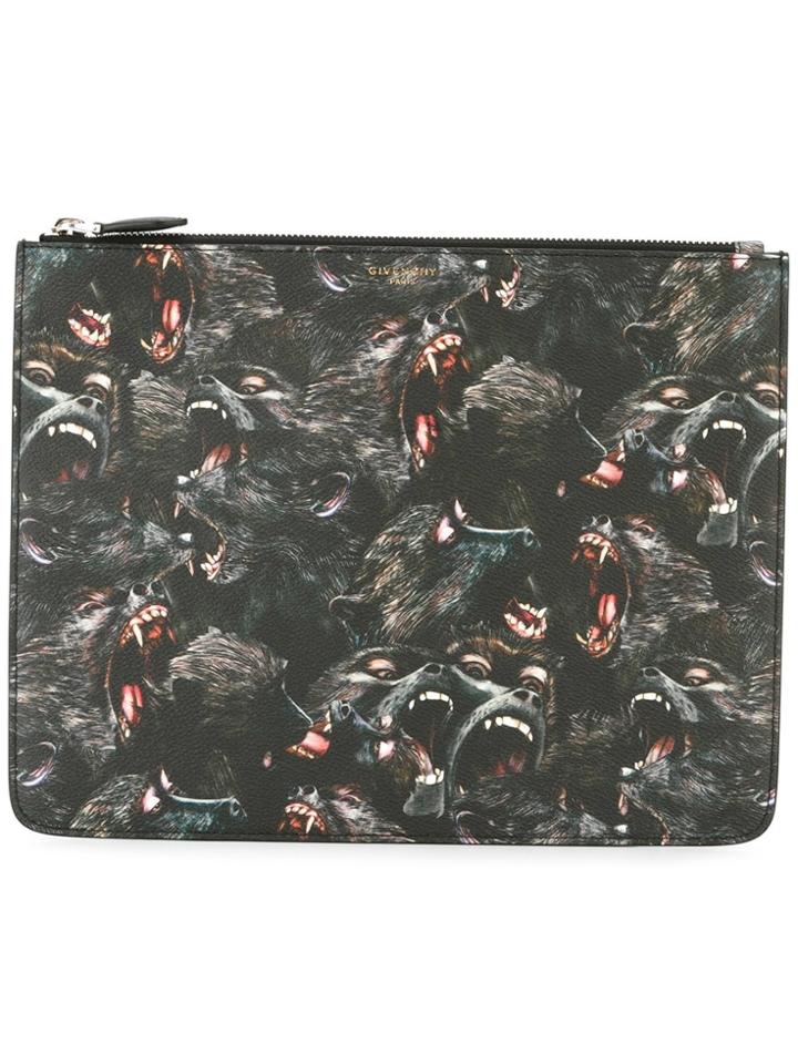 Givenchy Baboon Print Clutch - Black