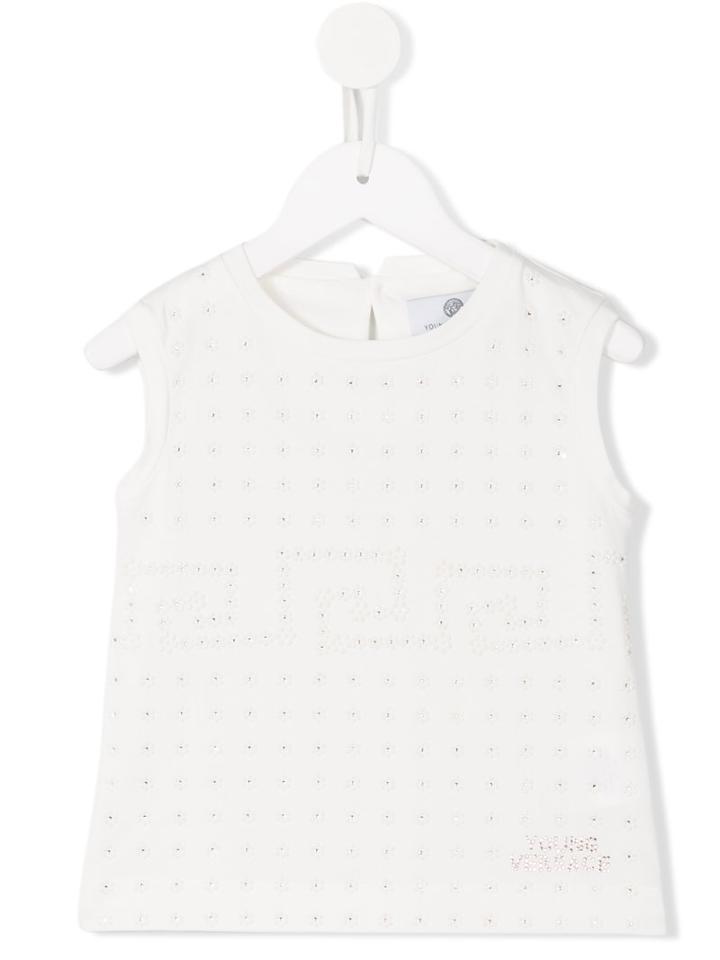Young Versace Embellished Tank Top, Girl's, Size: 10 Yrs, White