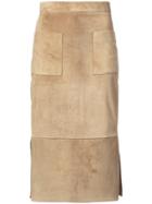 Cushnie Et Ochs Suede Straight Skirt - Nude & Neutrals