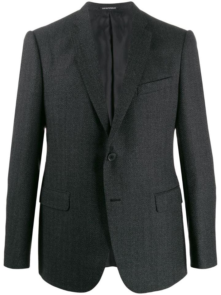 Emporio Armani Herringbone Print Blazer - Grey