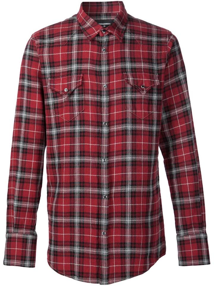 Dsquared2 Casual Checked Shirt, Men's, Size: 48, Pink/purple, Cotton