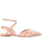 Red Valentino Crystal Embellished Ballerina Pumps - Pink & Purple