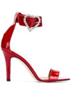 Paris Texas Heart Buckle Sandals - Red
