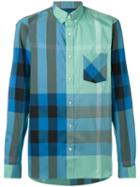 Burberry - Button-down Long Sleeve Check Shirt - Men - Cotton/polyamide/spandex/elastane - S, Blue, Cotton/polyamide/spandex/elastane