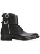 Alexander Mcqueen Double Buckle Boots - Black