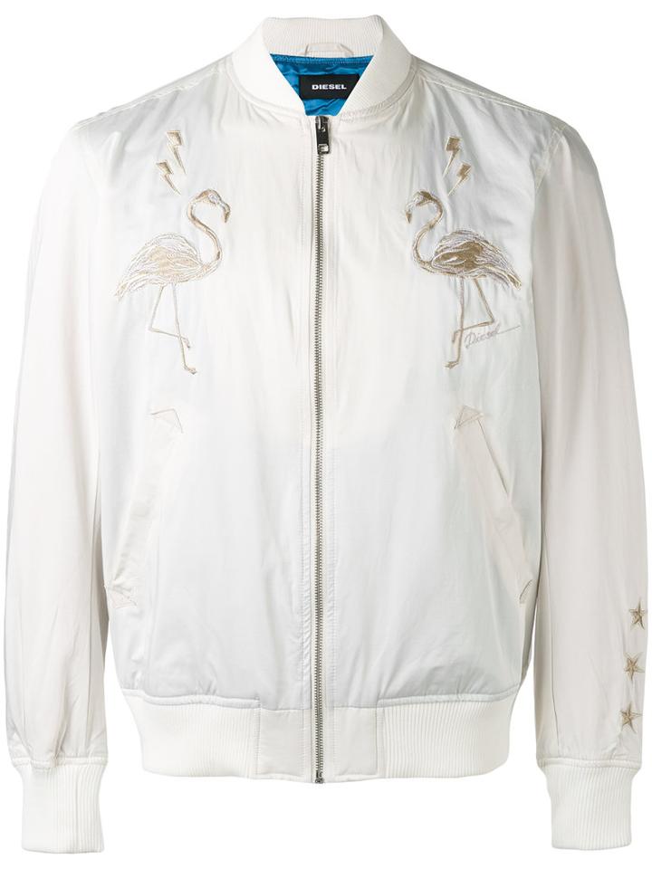 Diesel - Flamingo Bomber Jacket - Men - Cotton/polyester - M, Nude/neutrals, Cotton/polyester