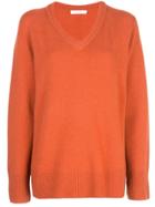 The Row Fine Knit V-neck Sweater - Orange