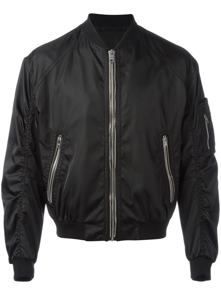 Prada Classic Bomber Jacket, Men's, Size: Medium, Black, Polyamide/virgin Wool