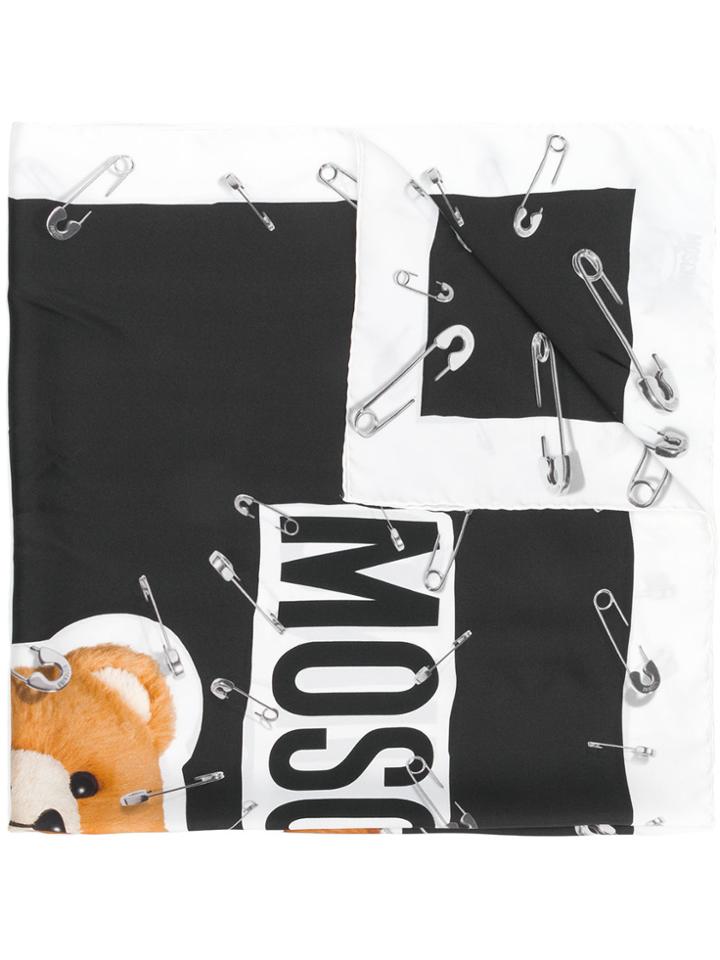Moschino Teddy Bear Print Scarf - Black